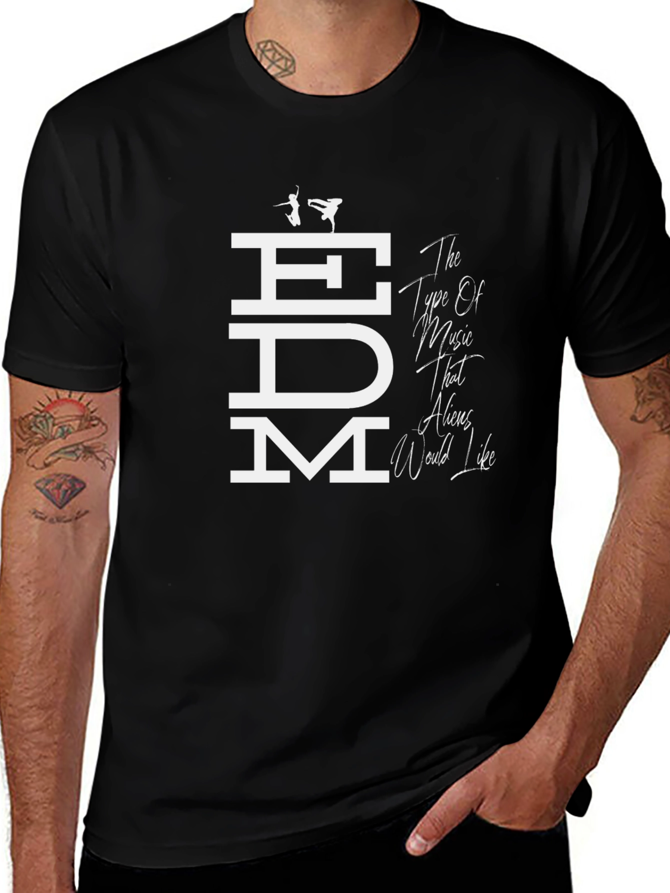 EDM Aliens Would Like Graphic Tee - Black T-Shirt