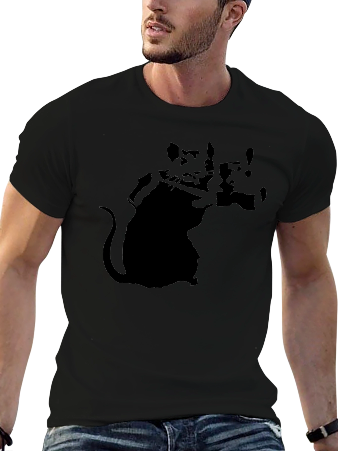 Banksy Rat Graphic Black T-Shirt