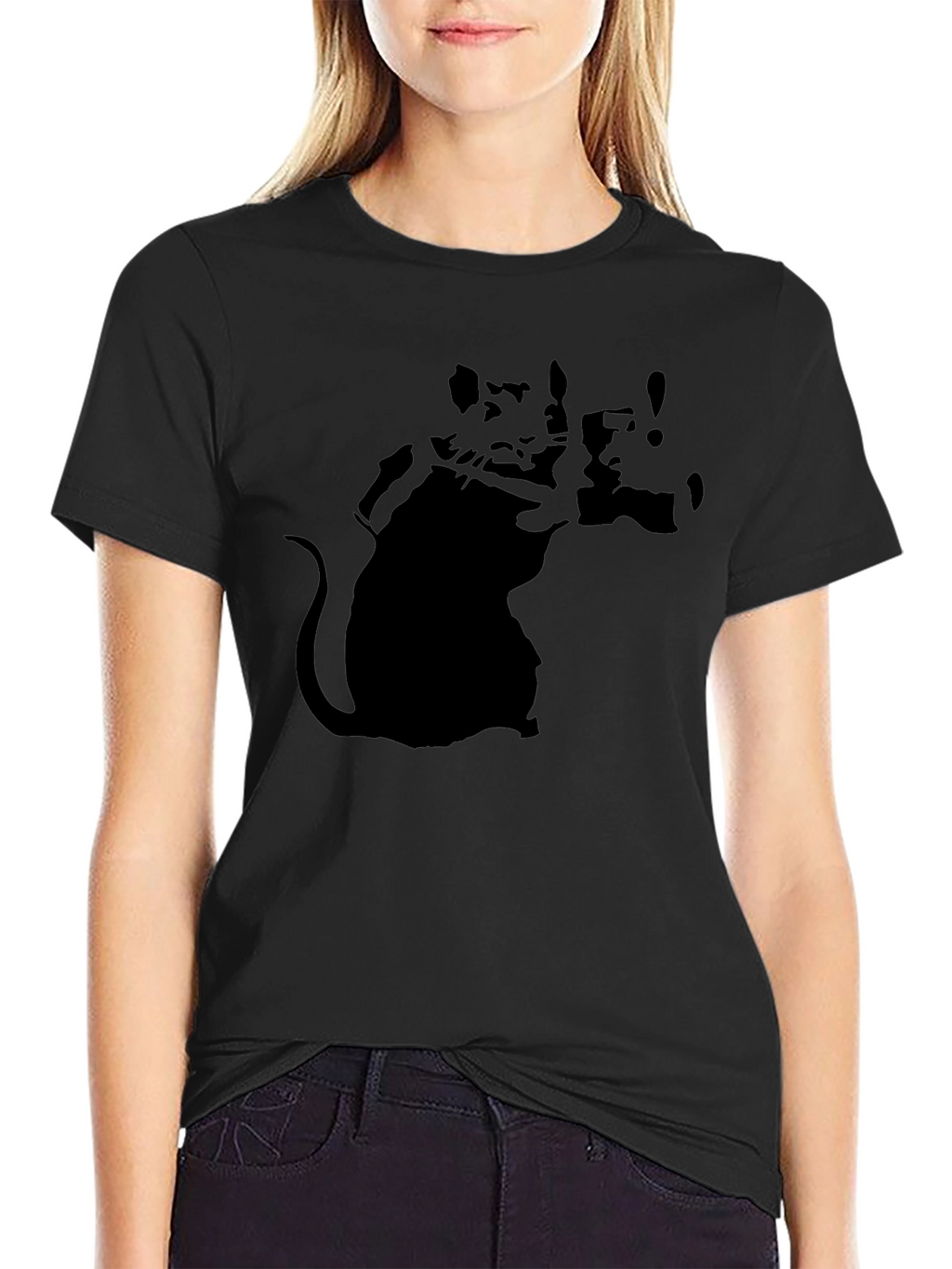 Banksy Rat Graphic Black T-Shirt