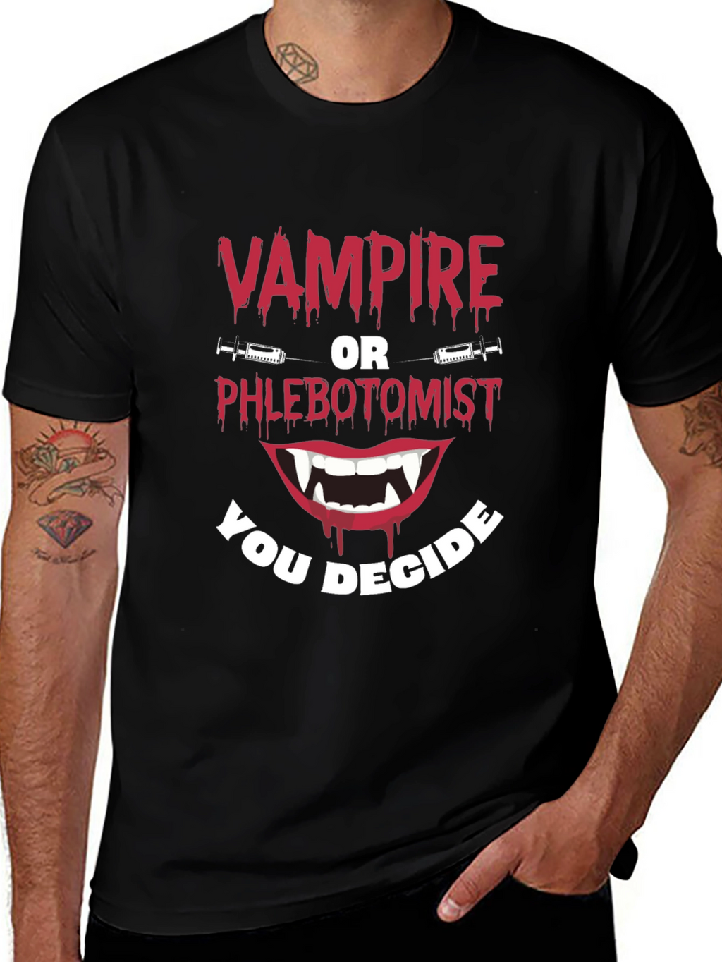 Vampire or Phlebotomist Funny Graphic Tee