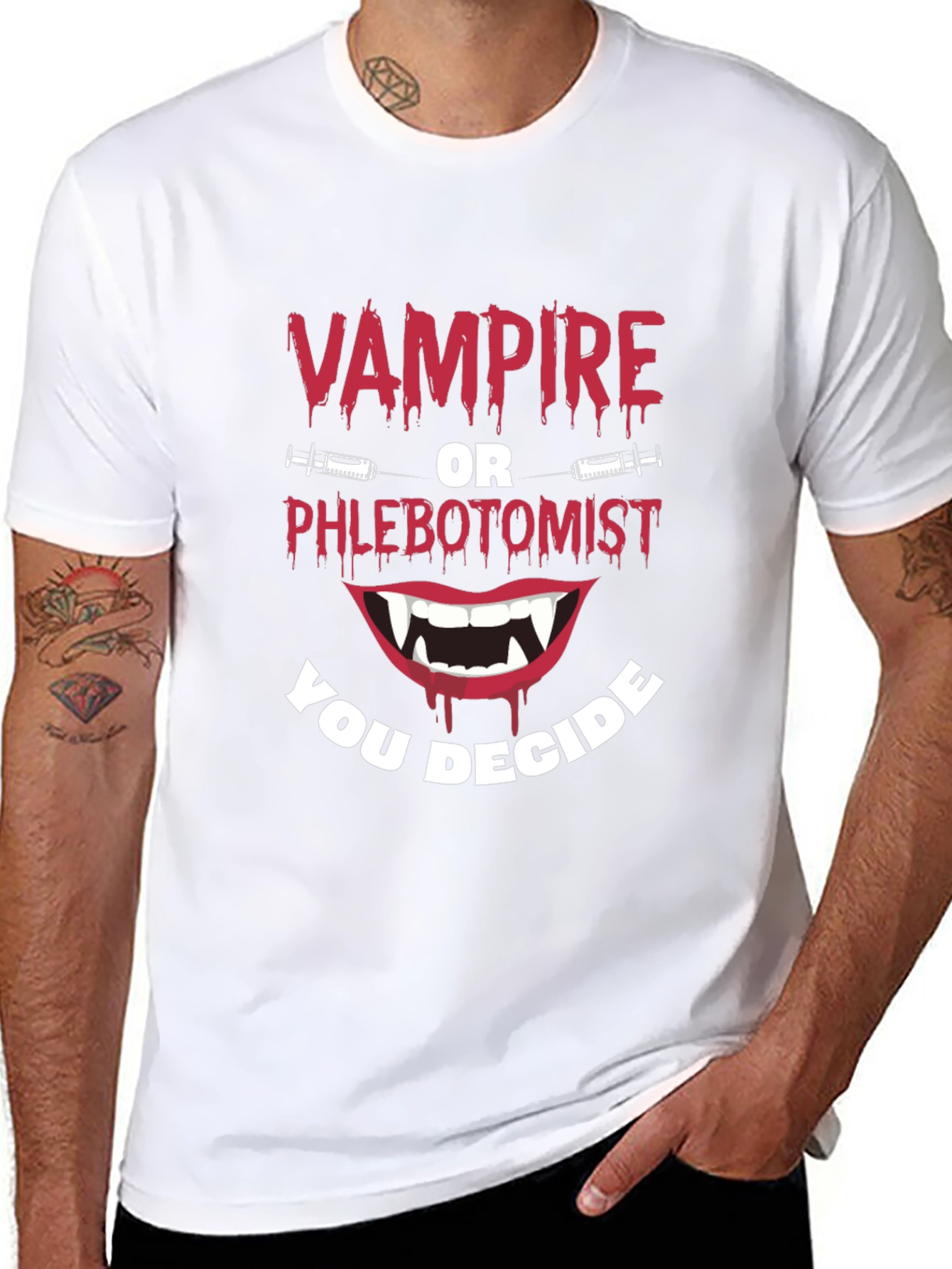 Vampire or Phlebotomist Funny Graphic Tee