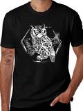 Owl Graphic Print Black T-Shirt