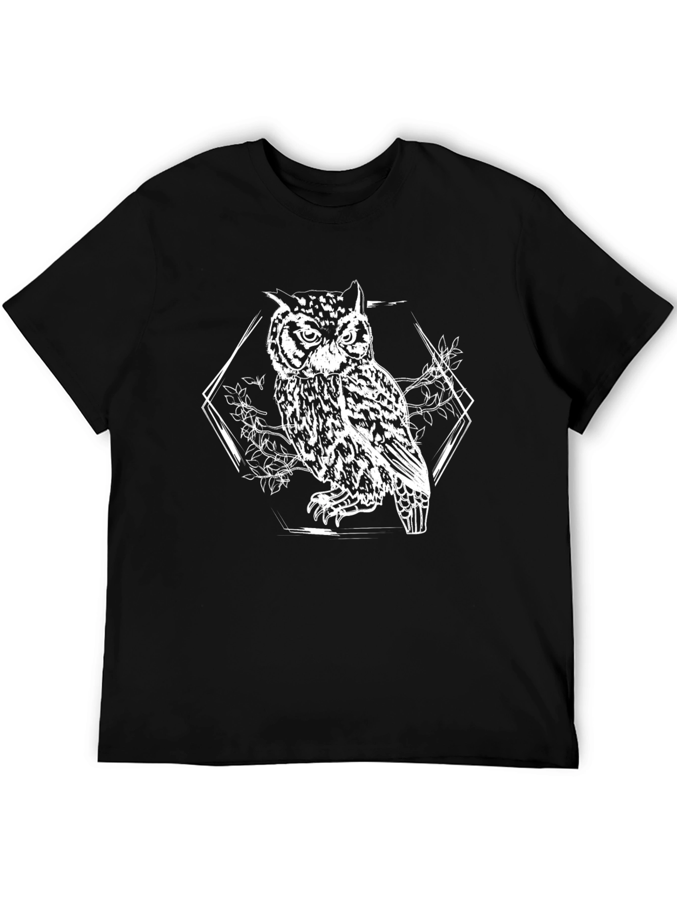 Owl Graphic Print Black T-Shirt
