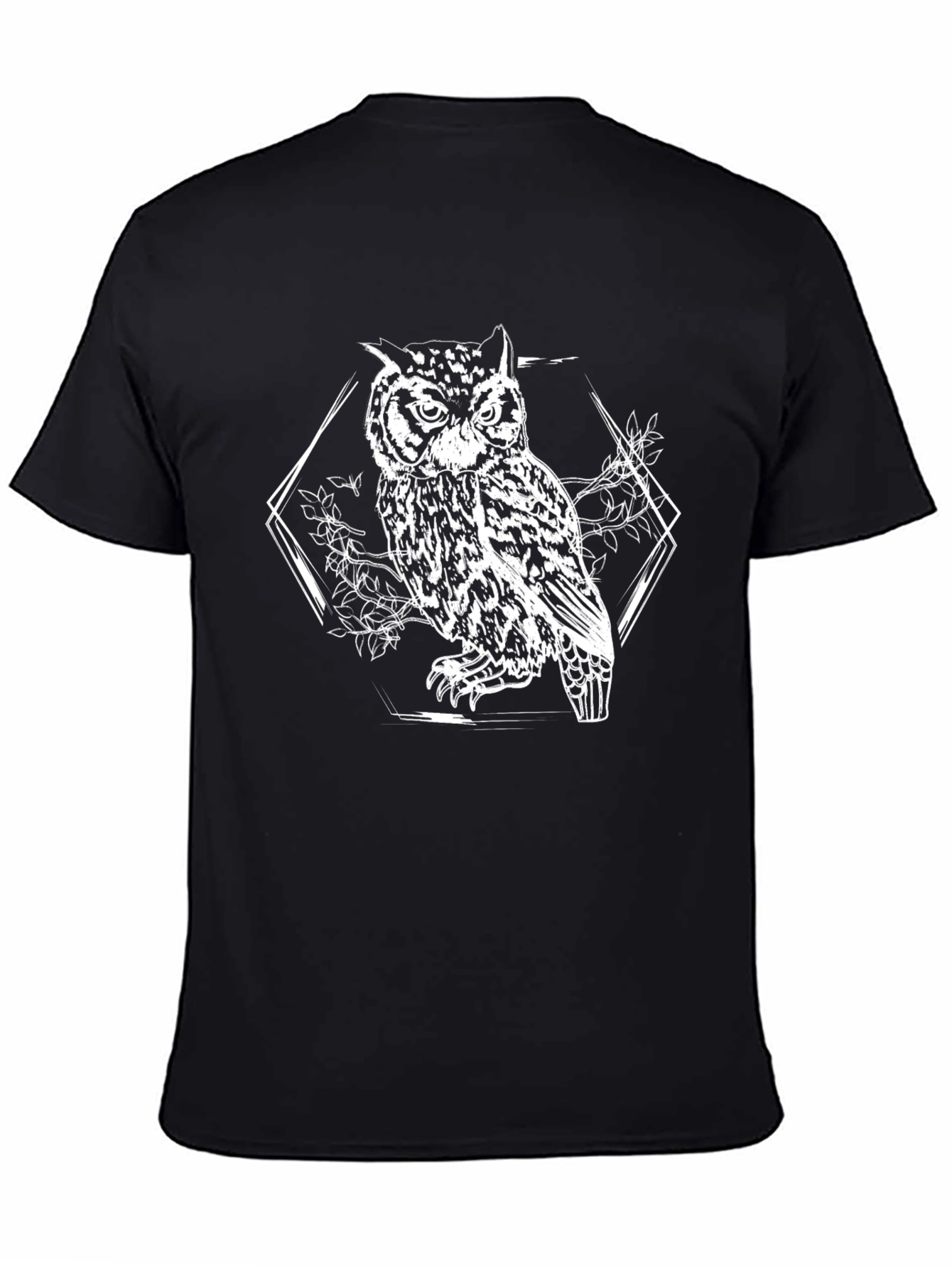 Owl Graphic Print Black T-Shirt