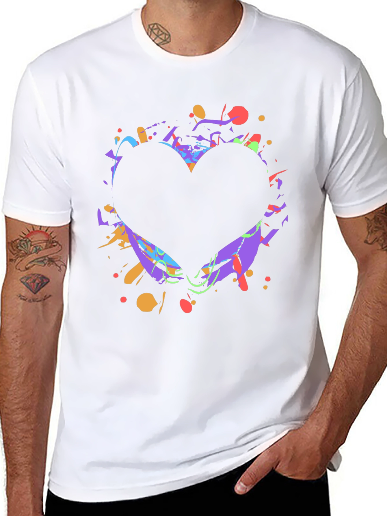 Heart Splatter Graphic Tee - Black Cotton