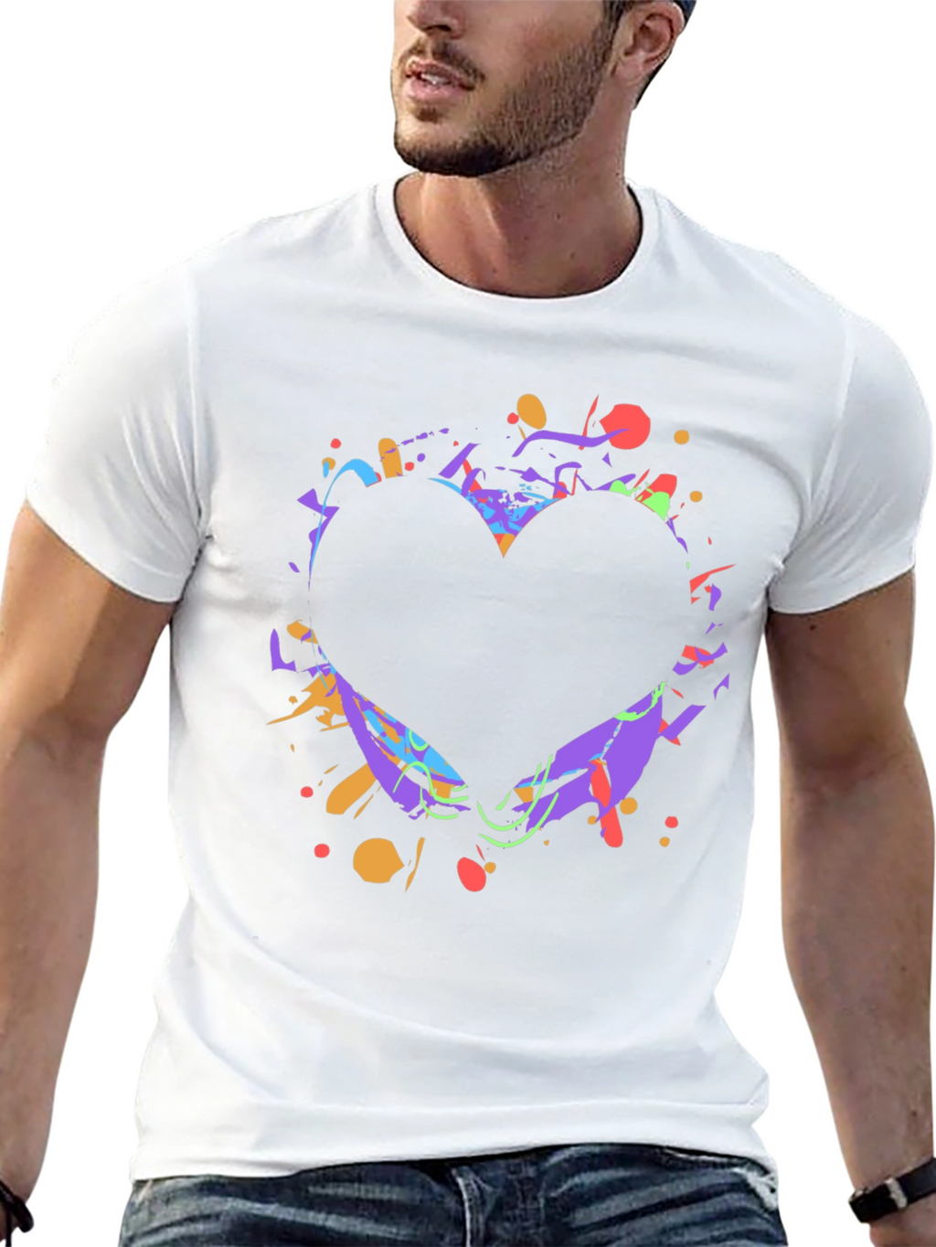 Heart Splatter Graphic Tee - Black Cotton
