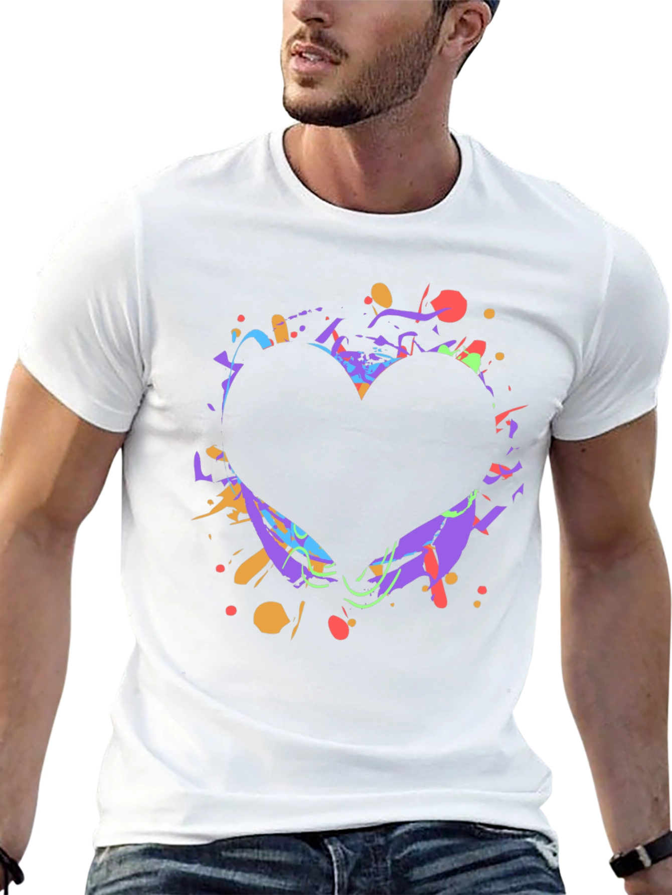 Heart Splatter Graphic Tee - Black Cotton