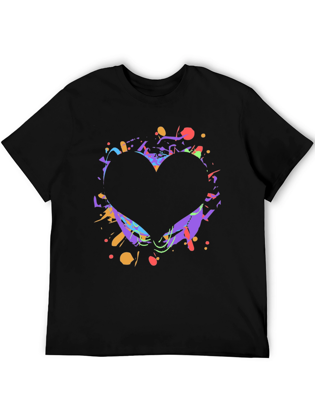 Heart Splatter Graphic Tee - Black Cotton