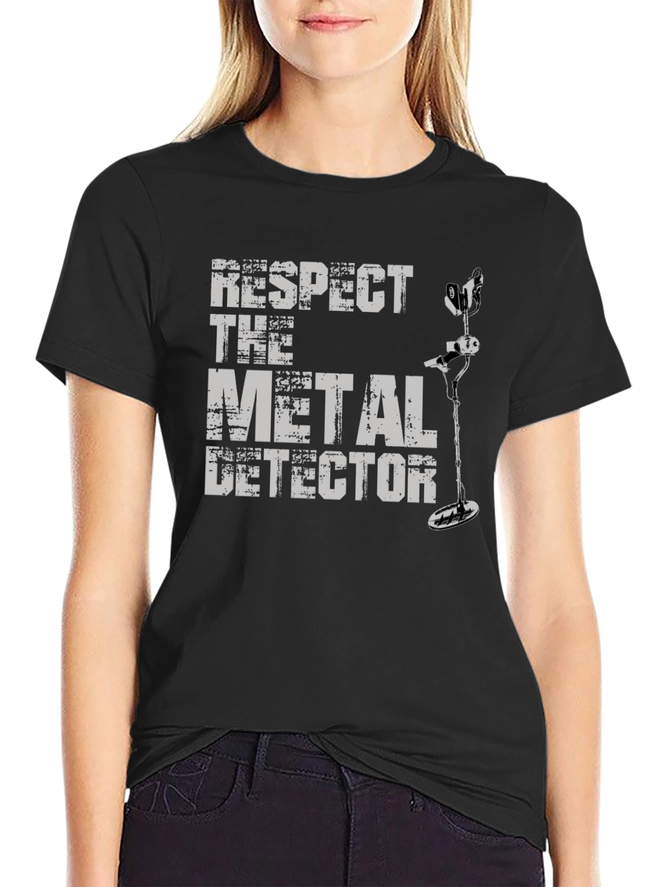 Respect The Metal Detector Graphic Tee - Black