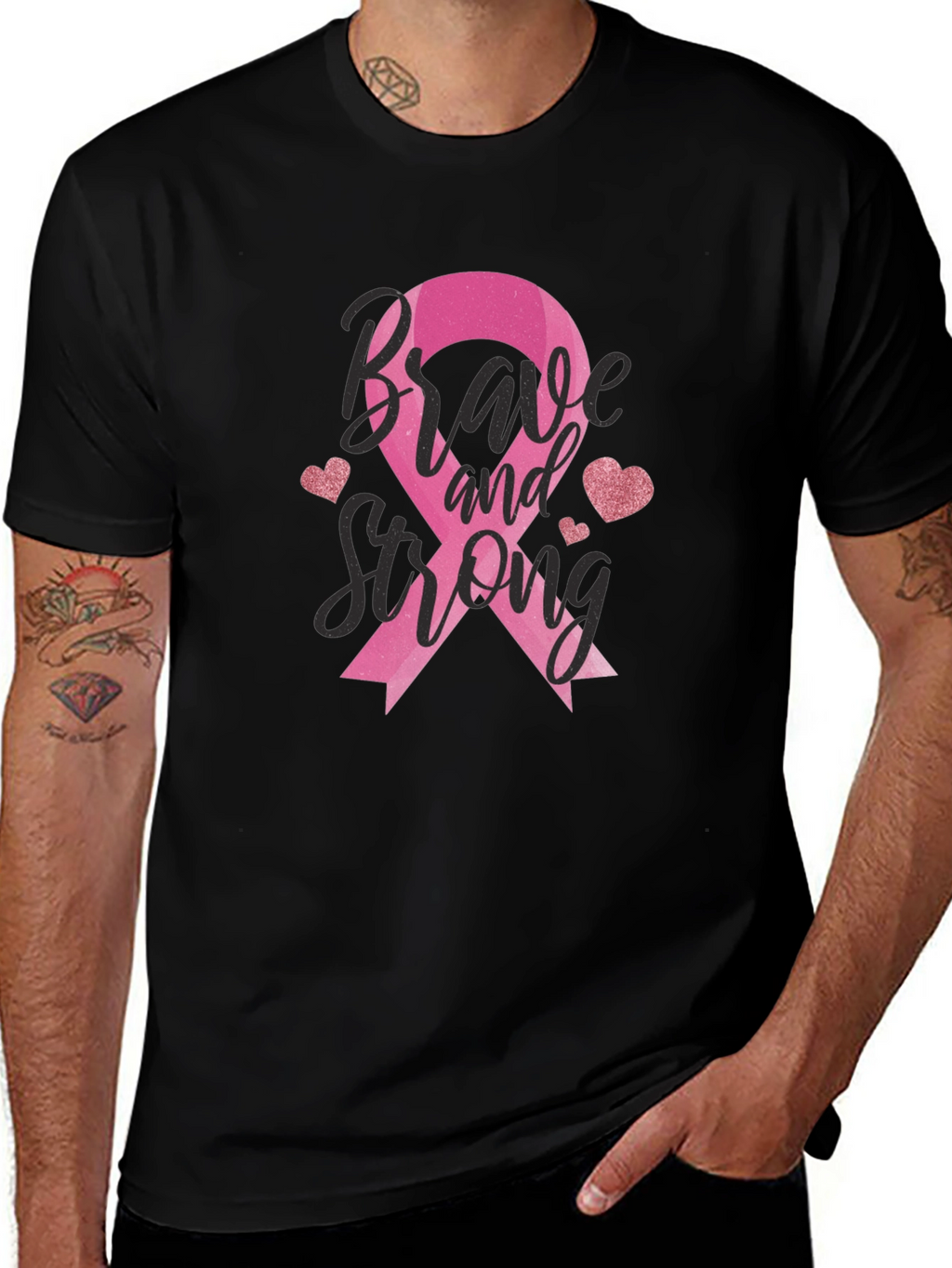 Brave and Strong Breast Cancer Awareness T-Shirt