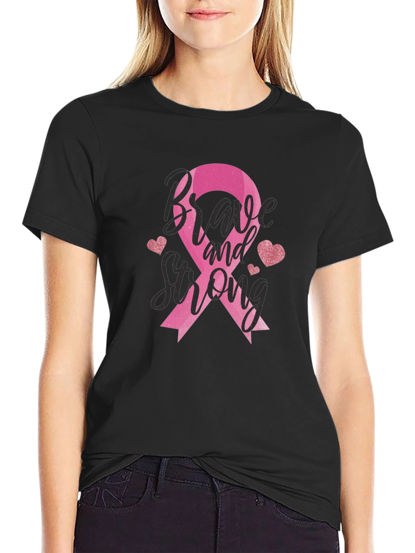 Brave and Strong Breast Cancer Awareness T-Shirt