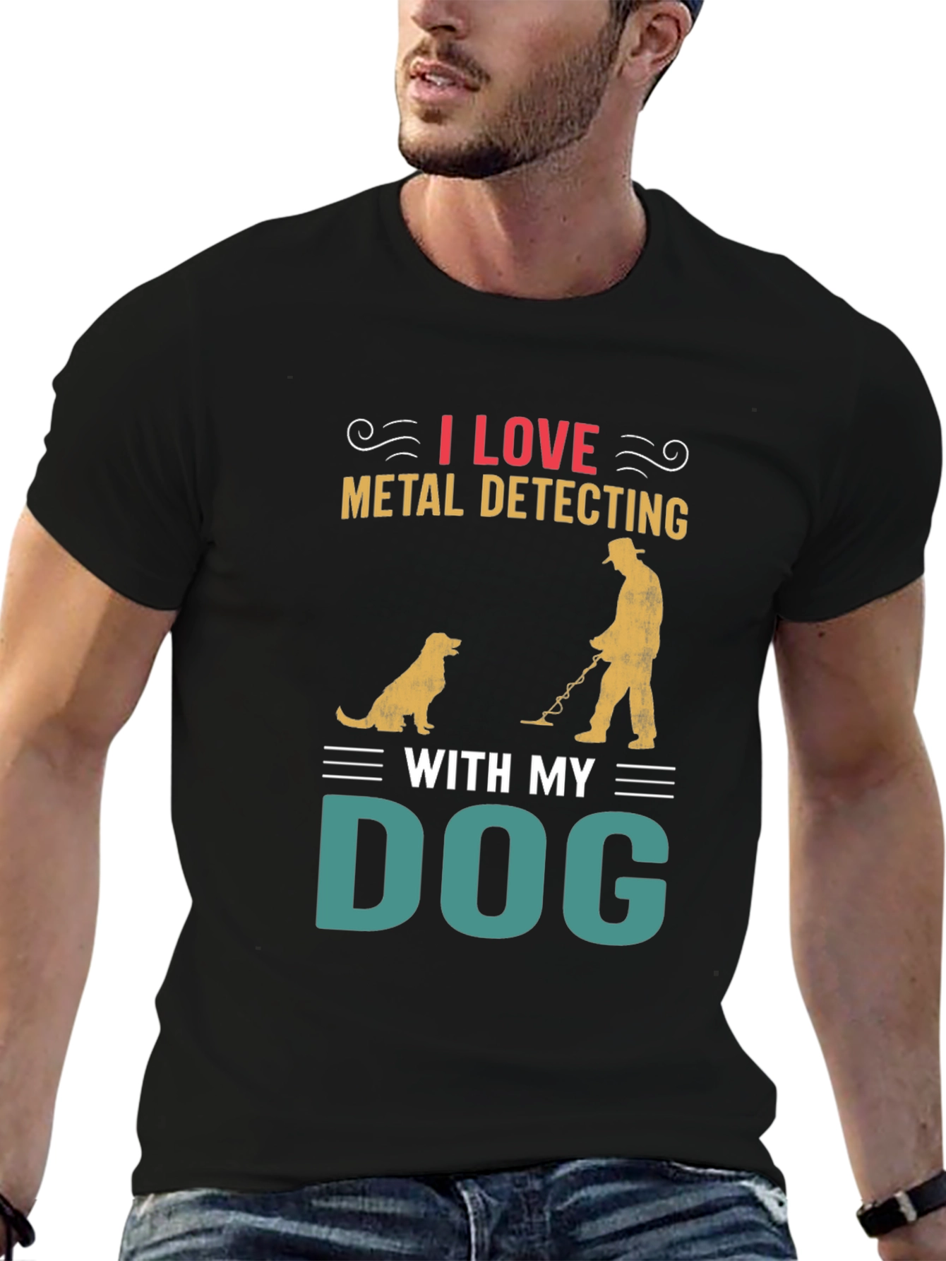 Metal Detecting with My Dog T-Shirt – Hobby Dog Lover Graphic Tee