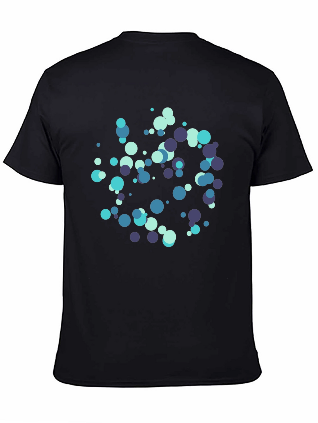 Cool Blue Dots Black T-Shirt