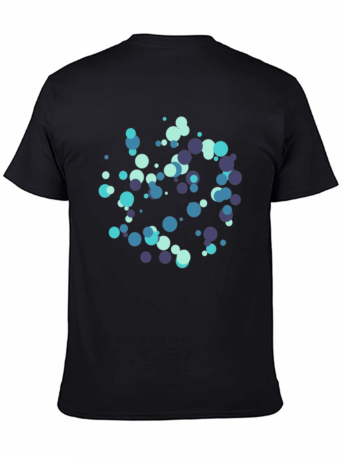 Cool Blue Dots Black T-Shirt
