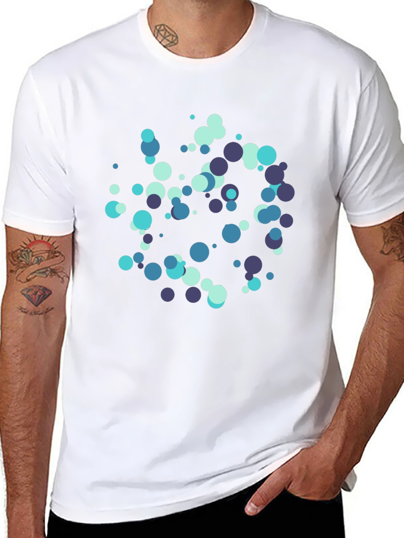 Cool Blue Dots Black T-Shirt