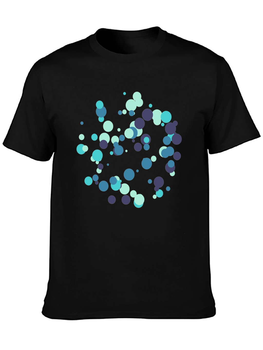 Cool Blue Dots Black T-Shirt