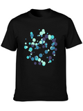 Cool Blue Dots Black T-Shirt