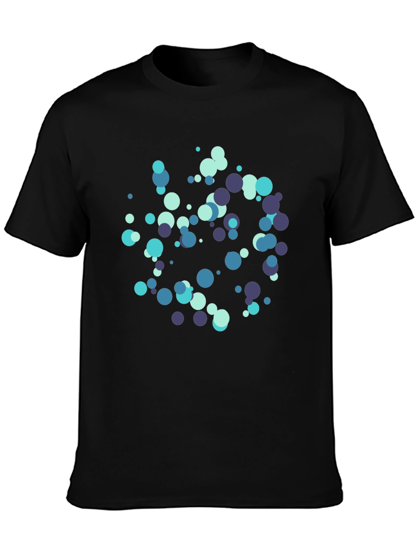 Cool Blue Dots Black T-Shirt