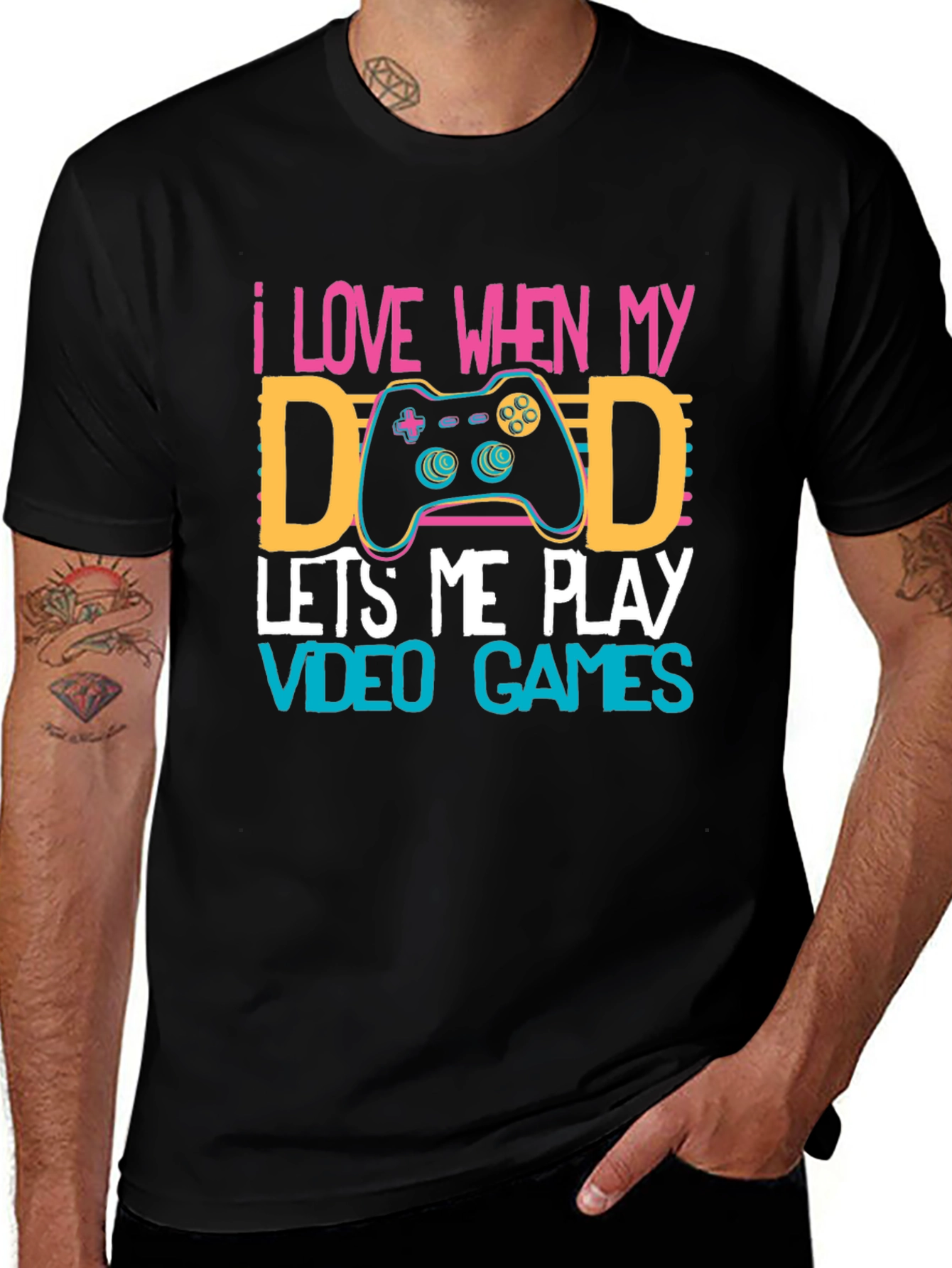 Gamer Dad T-Shirt - I Love When My Dad Lets Me Play