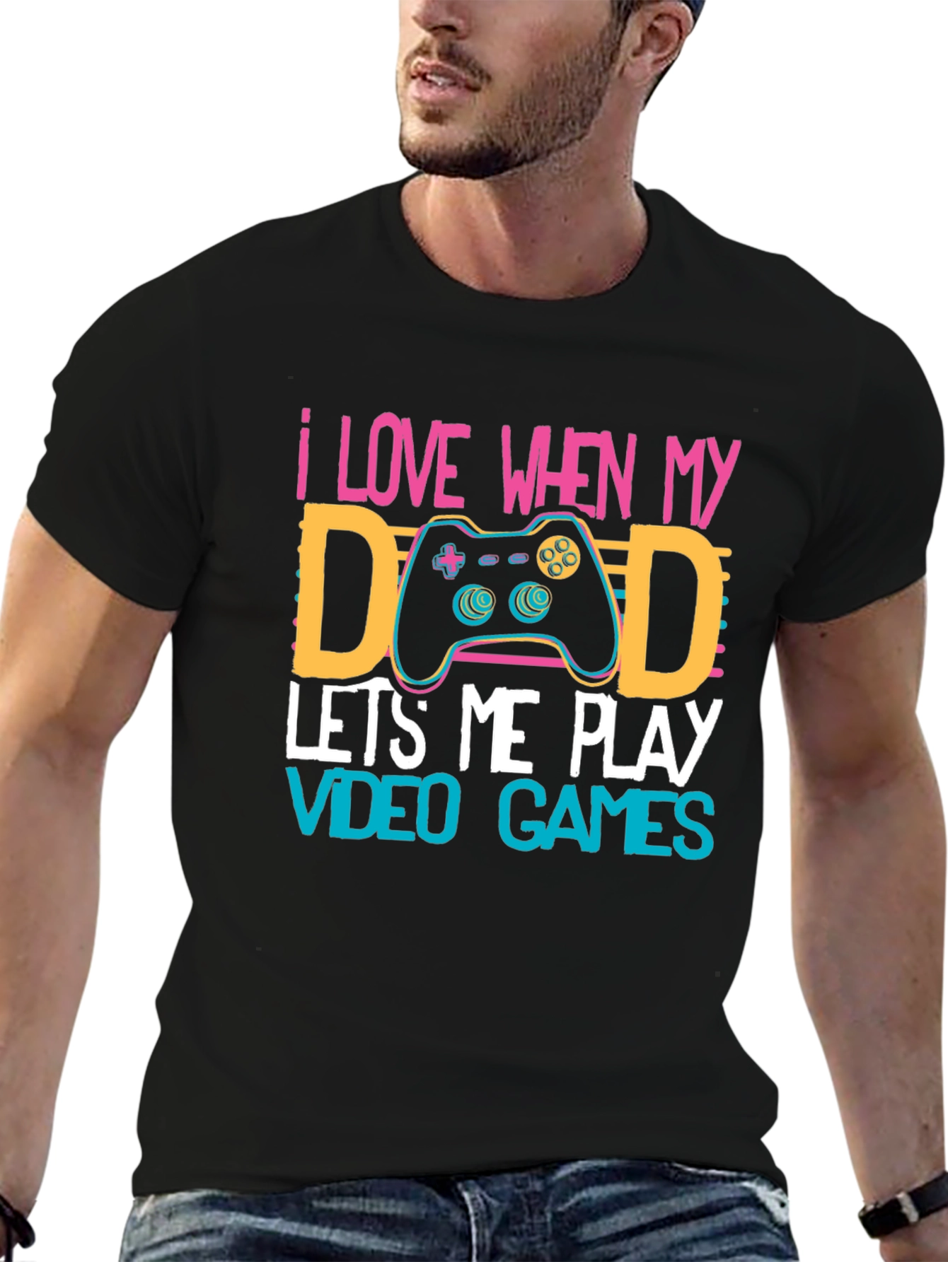 Gamer Dad T-Shirt - I Love When My Dad Lets Me Play