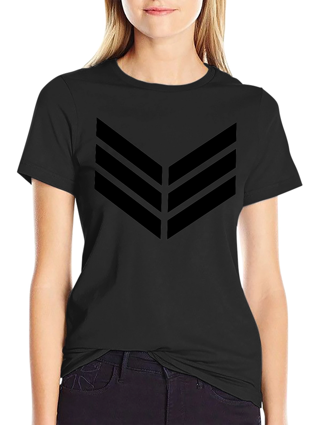 Black Chevron Graphic Tee - Modern Style