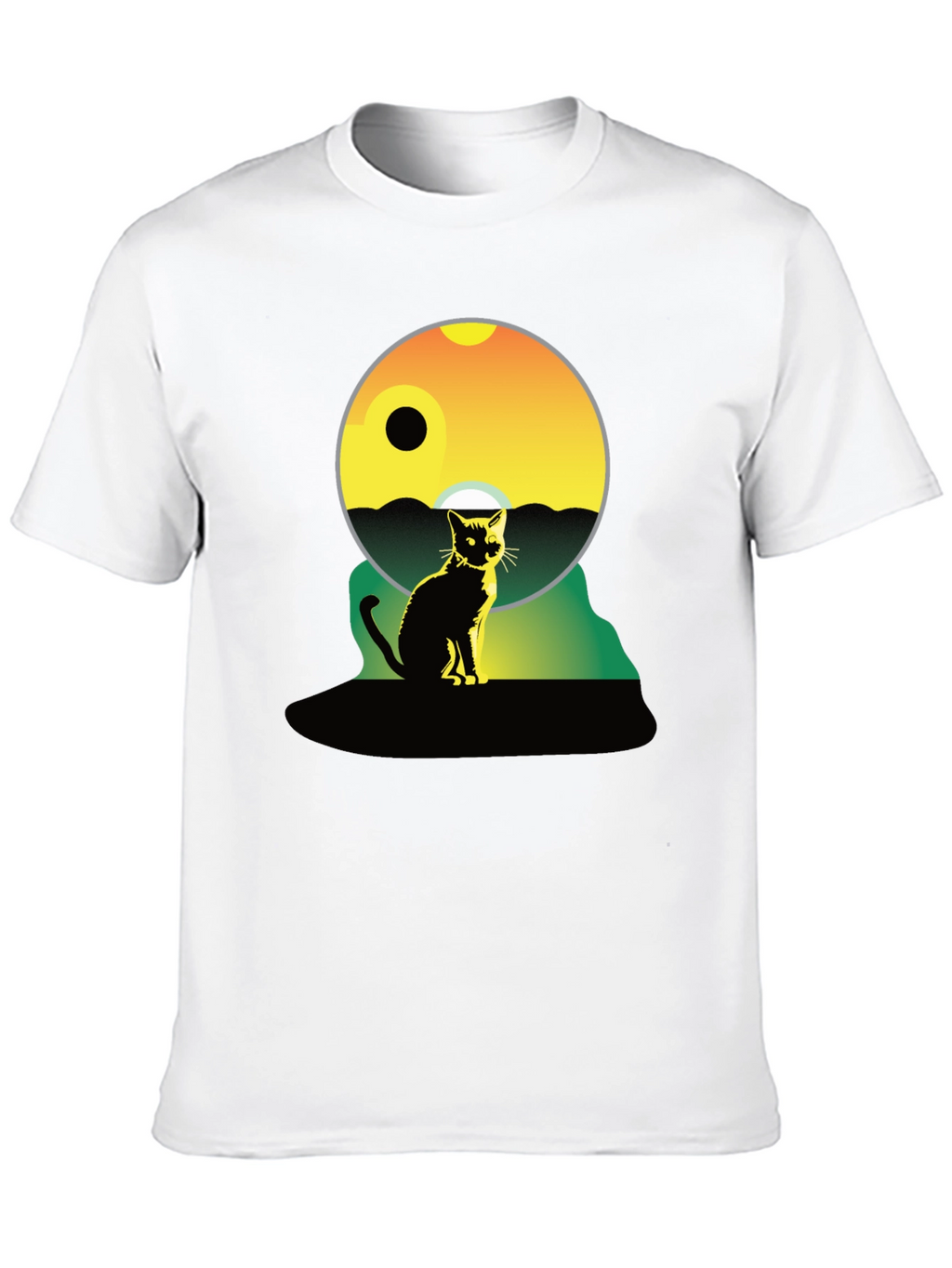 Cat Silhouette Graphic Tee - Unisex Black T-Shirt
