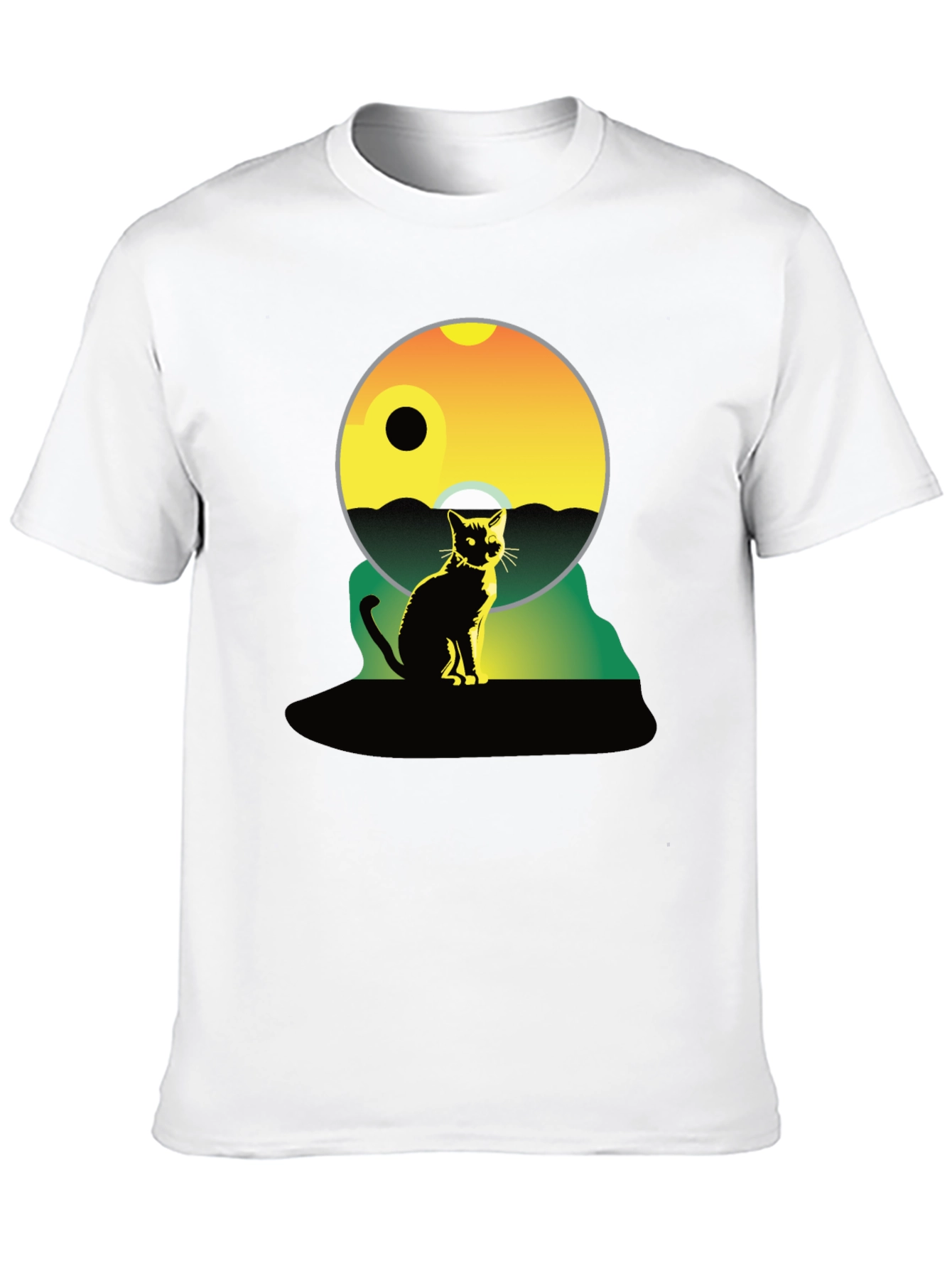 Cat Silhouette Graphic Tee - Unisex Black T-Shirt