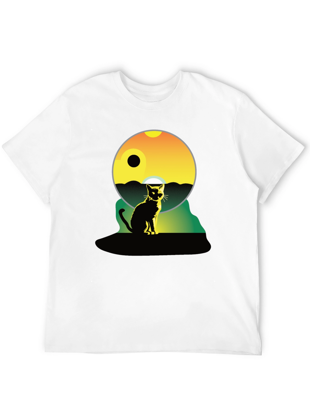 Cat Silhouette Graphic Tee - Unisex Black T-Shirt