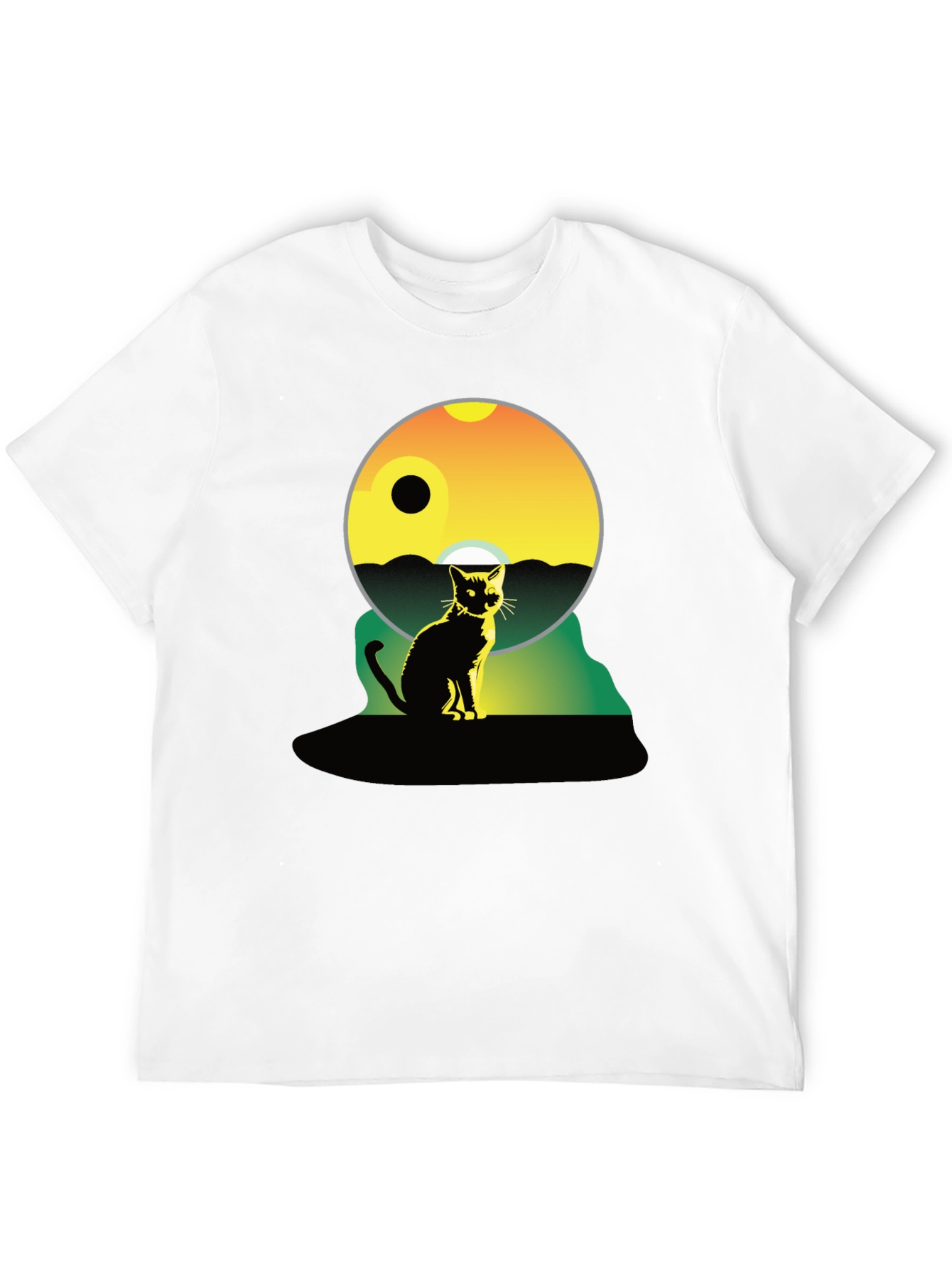 Cat Silhouette Graphic Tee - Unisex Black T-Shirt