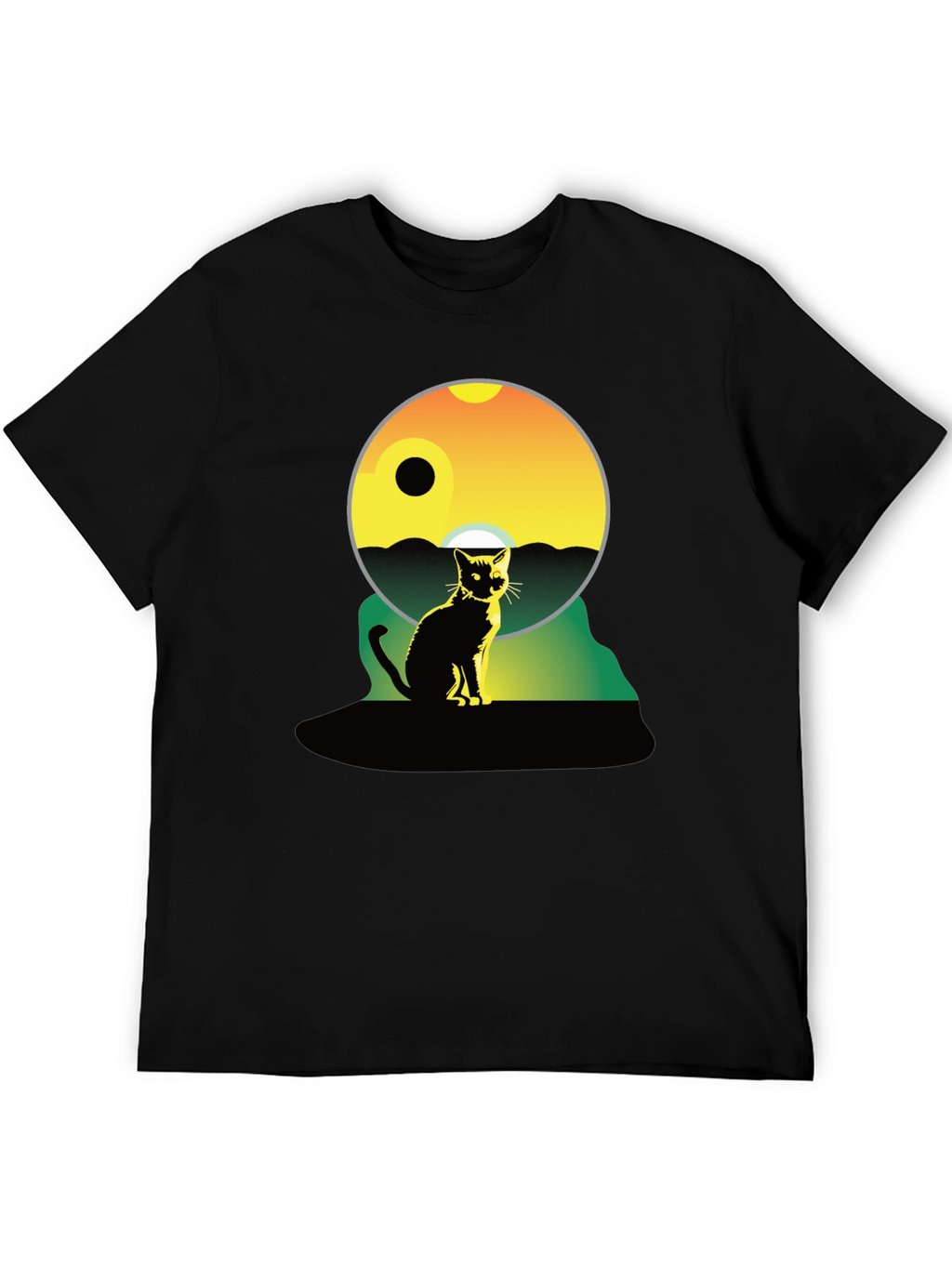 Cat Silhouette Graphic Tee - Unisex Black T-Shirt