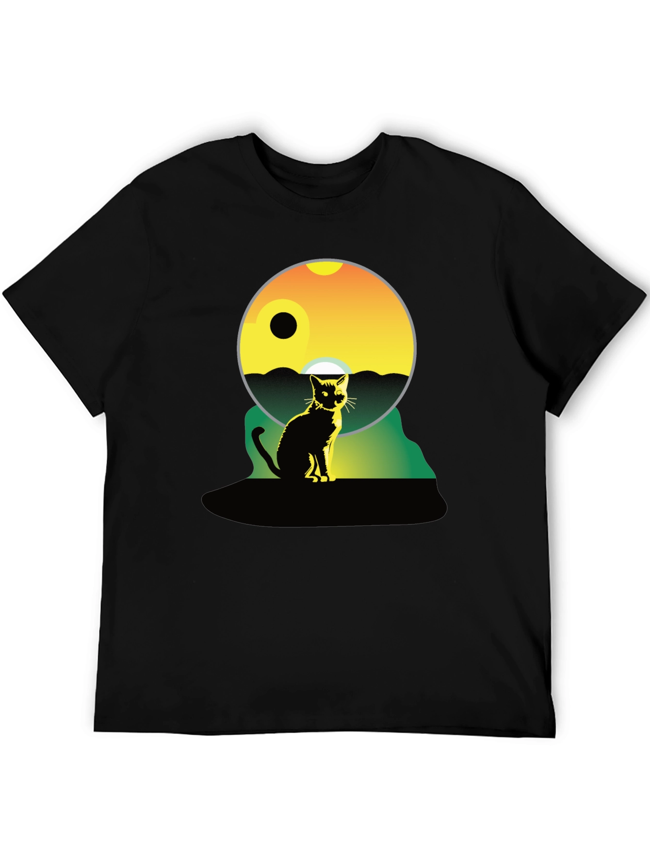 Cat Silhouette Graphic Tee - Unisex Black T-Shirt
