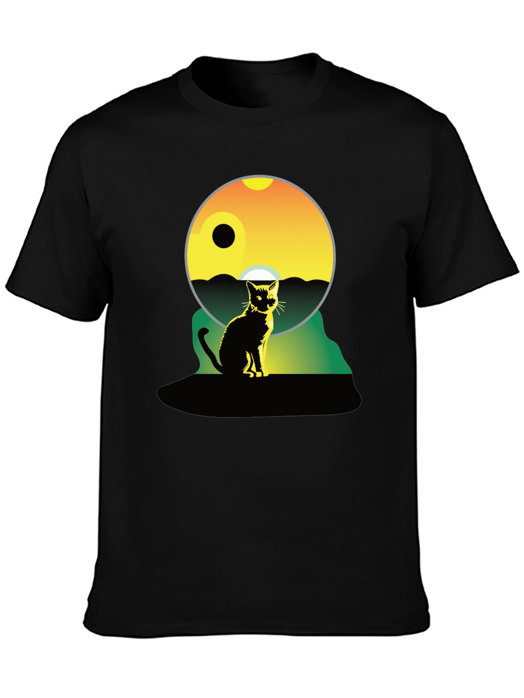 Cat Silhouette Graphic Tee - Unisex Black T-Shirt
