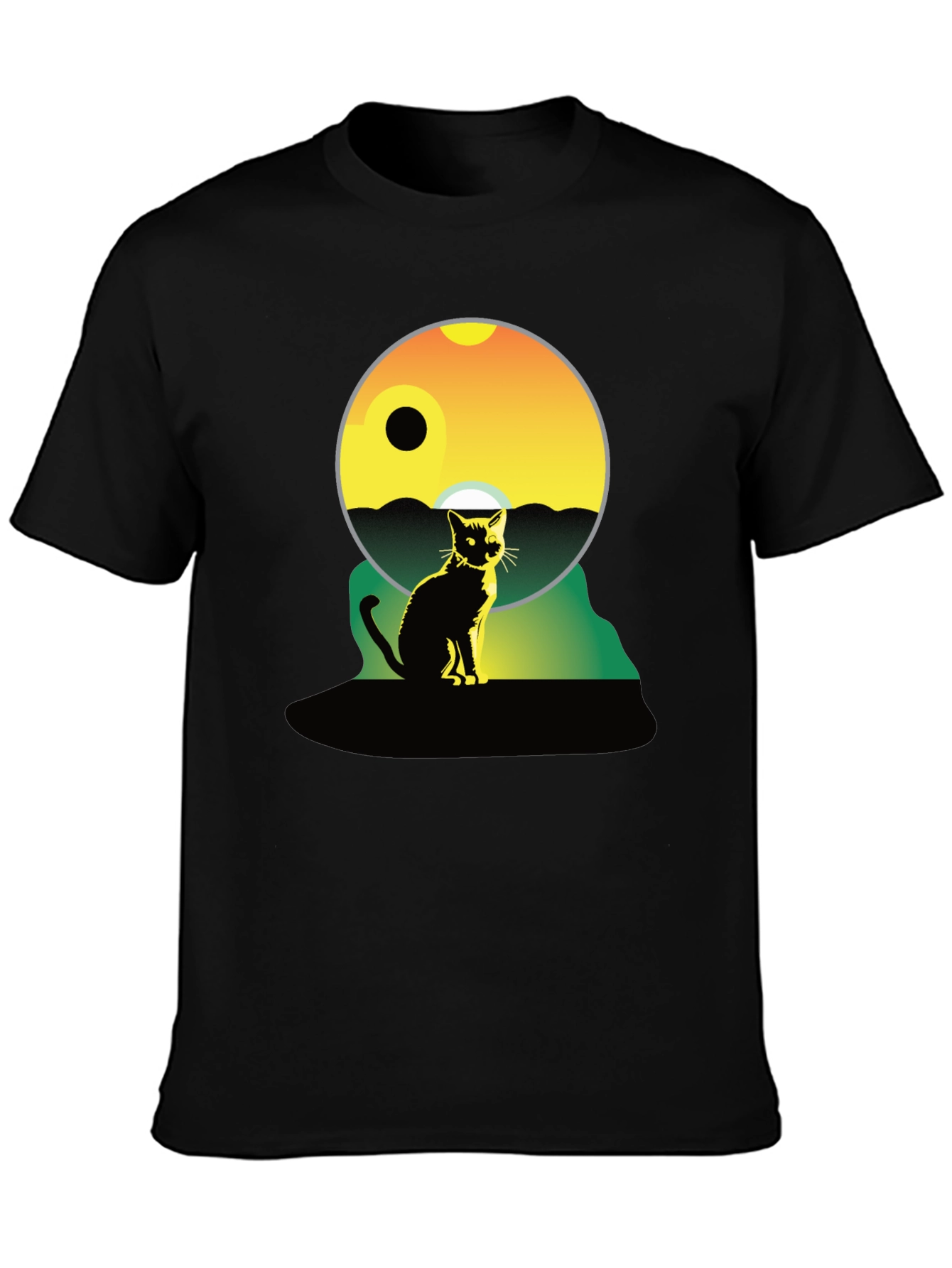 Cat Silhouette Graphic Tee - Unisex Black T-Shirt