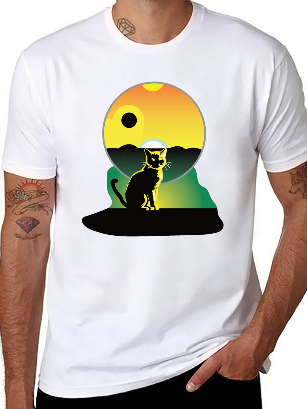 Cat Silhouette Graphic Tee - Unisex Black T-Shirt