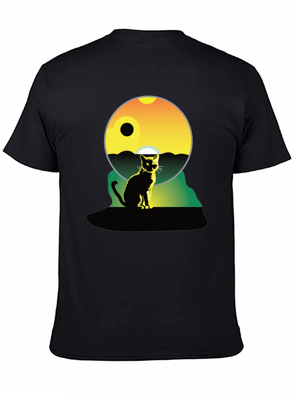 Cat Silhouette Graphic Tee - Unisex Black T-Shirt