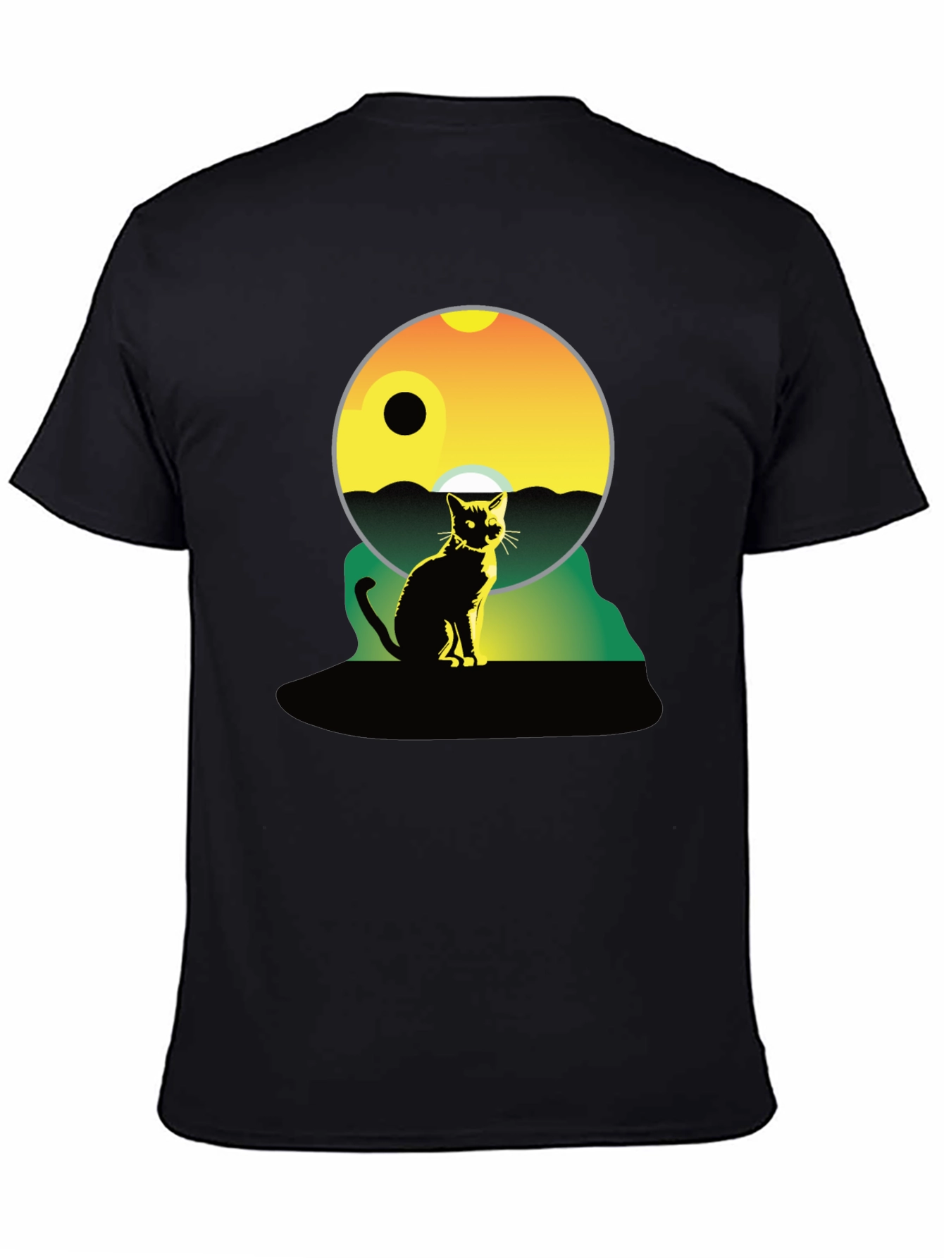 Cat Silhouette Graphic Tee - Unisex Black T-Shirt