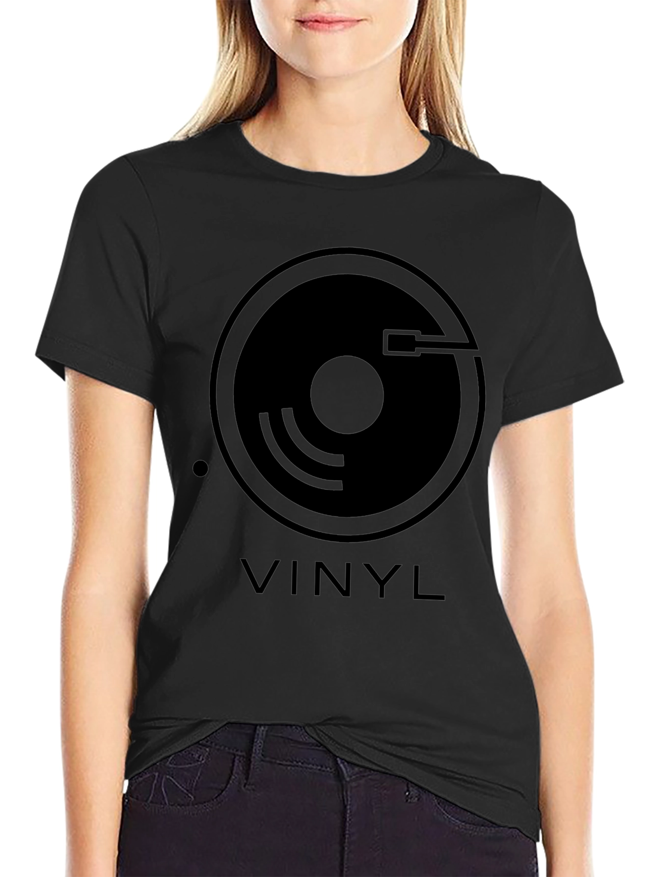 Vinyl Record Graphic Tee - Black Music Lover T-Shirt