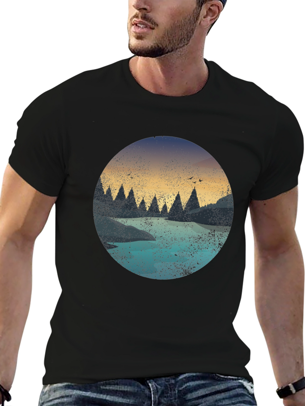 Nature Graphic Black T-Shirt