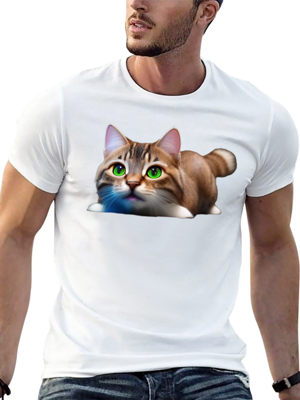 Cute Cat Graphic Tee - Soft Cotton Blend Shirt