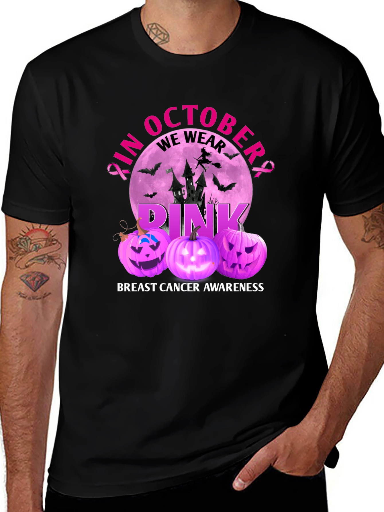 Pink October Breast Cancer Awareness Halloween T-Shirt