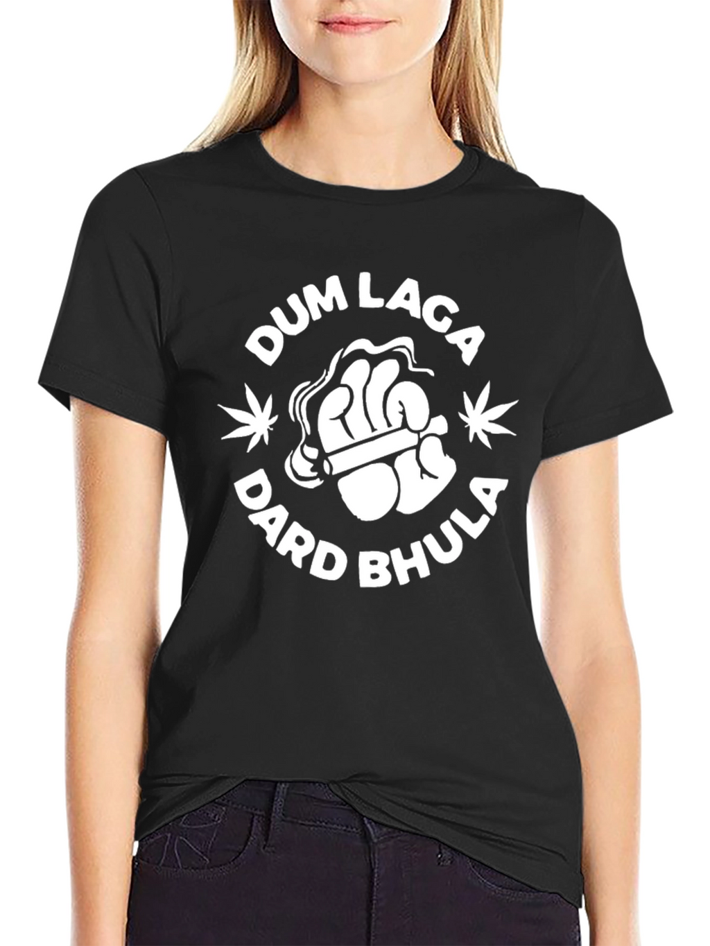 Dum Laga Dard Bhula Black Graphic T-Shirt