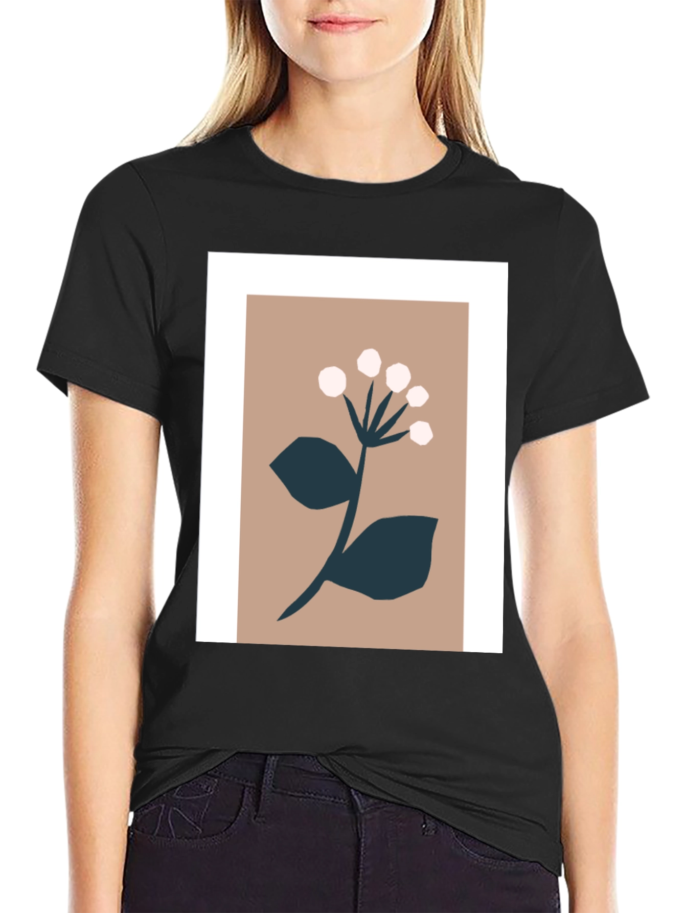 Minimalist Floral Graphic Print Tee
