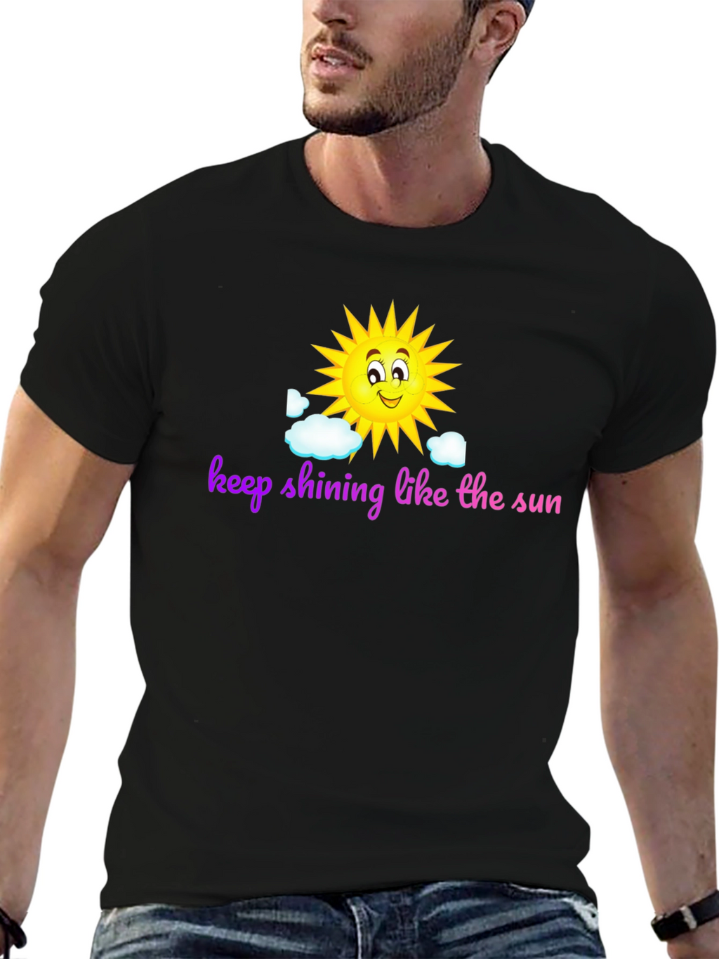 Keep Shining Sun Graphic Black T-Shirt