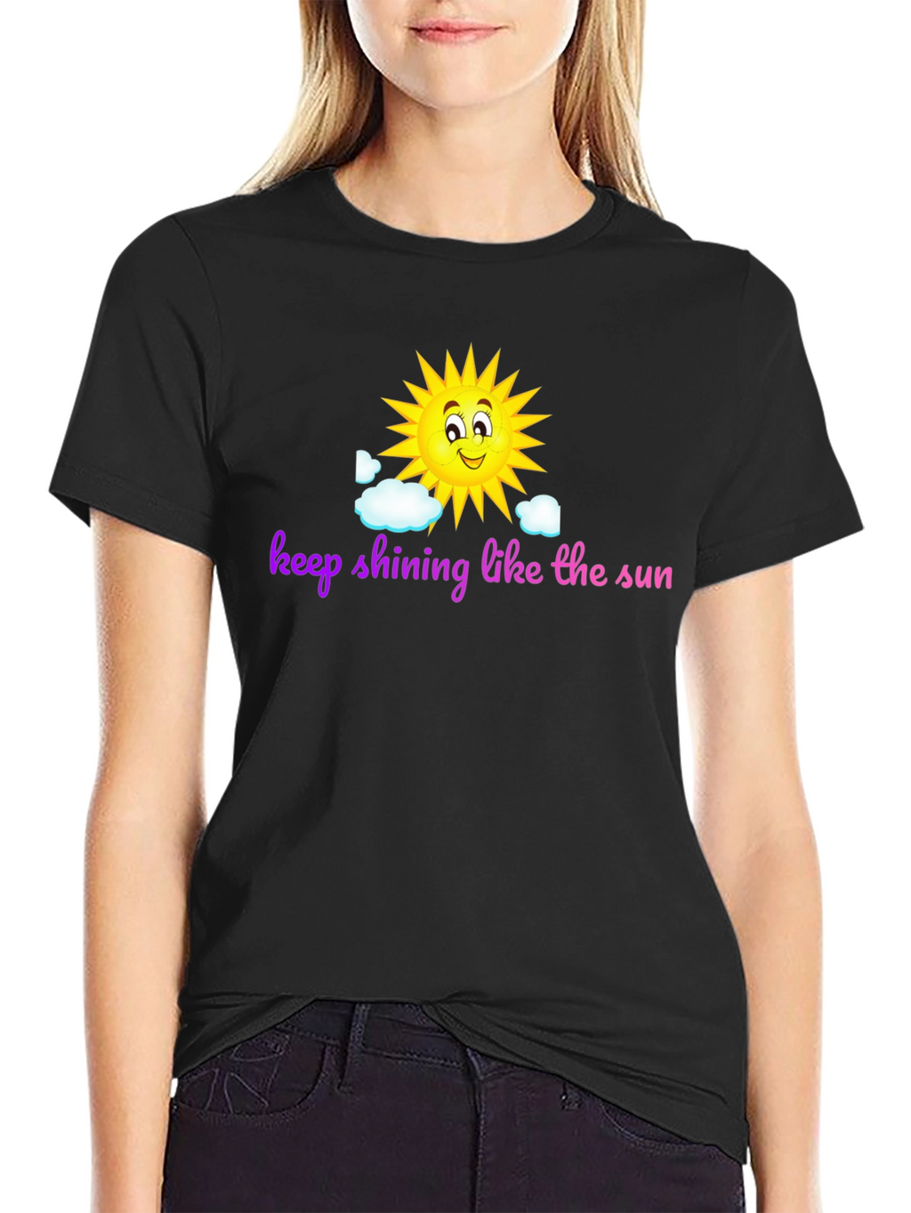 Keep Shining Sun Graphic Black T-Shirt