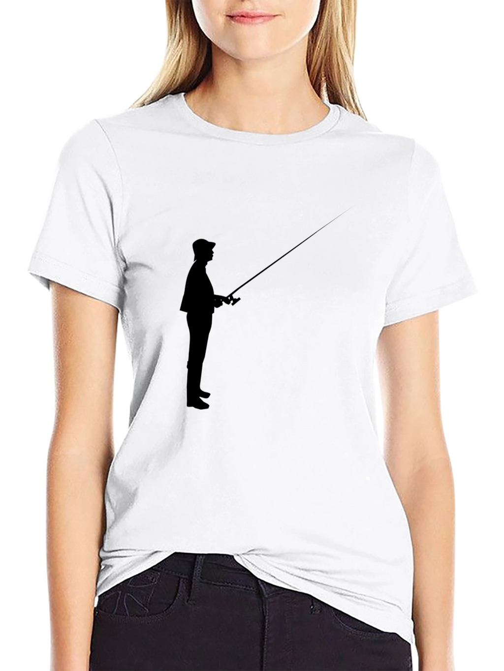 Fisherman Silhouette Black T-Shirt