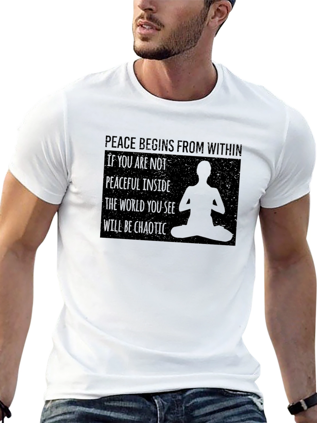 Peace Within Graphic Tee - Meditating Silhouette