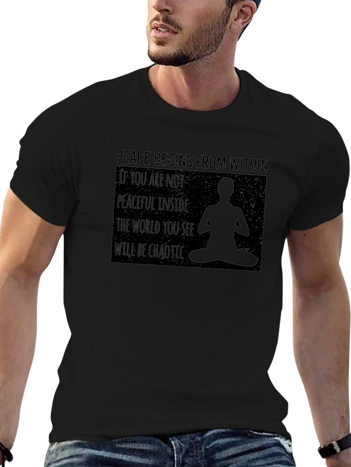 Peace Within Graphic Tee - Meditating Silhouette