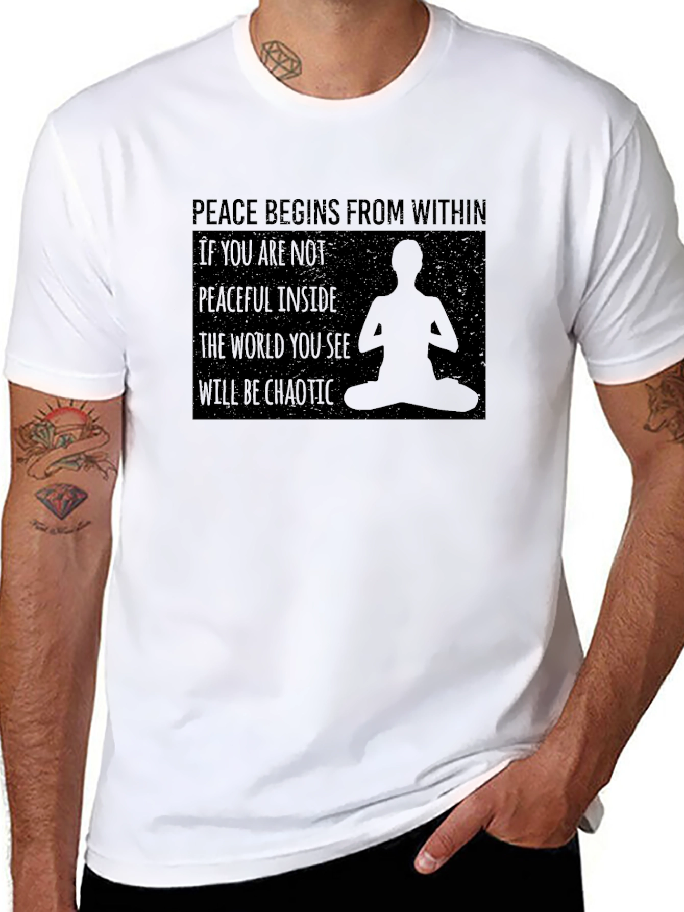 Peace Within Graphic Tee - Meditating Silhouette