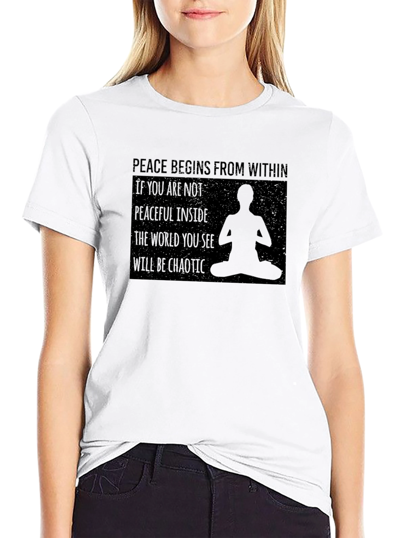 Peace Within Graphic Tee - Meditating Silhouette