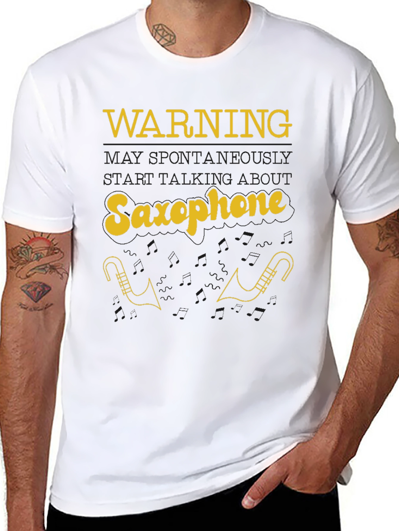Warning May Spontaneously Talk About Saxophone T-Shirt